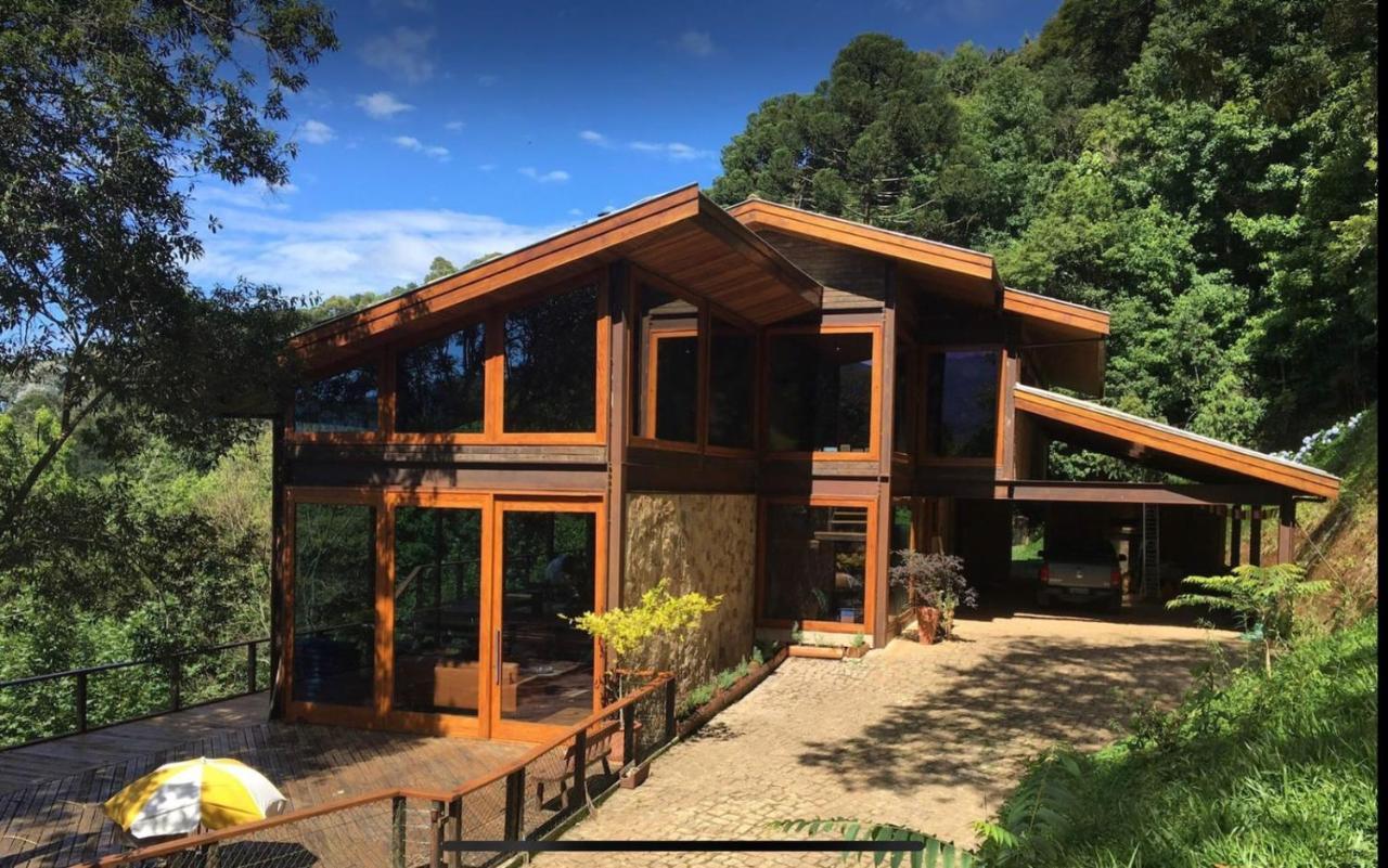 Вилла Casa De Vidro Com Vista Mantiqueira - Com Cafe E Staff Кампус-ду-Жордау Экстерьер фото